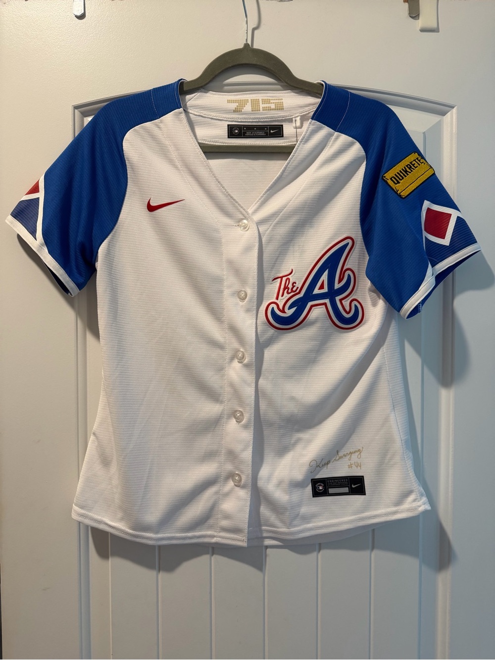 Atlanta Braves women’s White & Royal Blue Baseball Jersey
